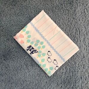 Vintage Standard pillowcase, Farm Animals with stripe, Stevens